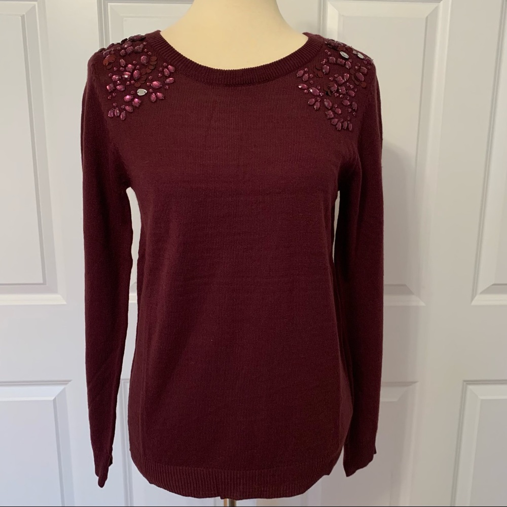 Bejeweled Berry Colored Sweater
